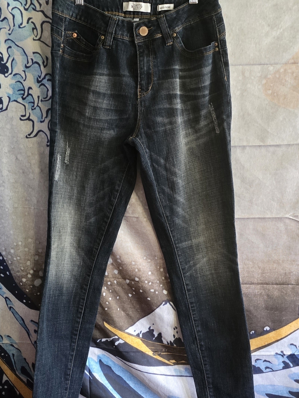 Women's Skinny Jeans in Washed Black - Stretch Slim Fit